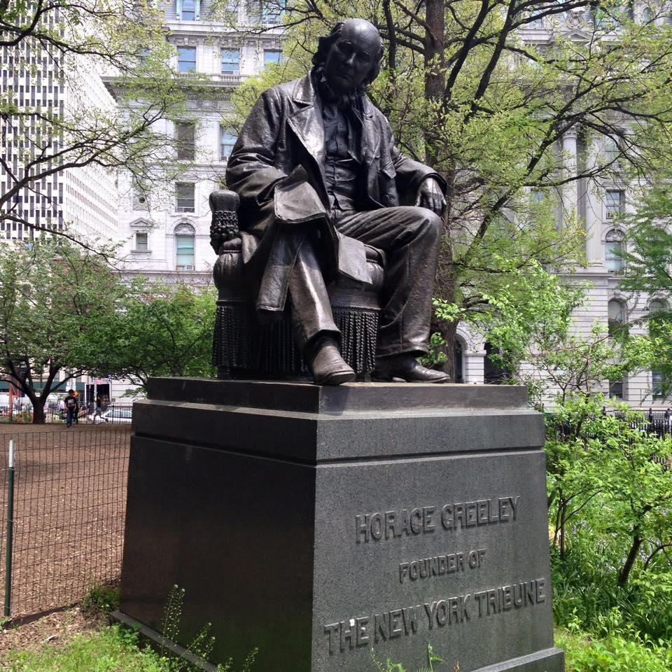 Statue of New York Tribune publisher Horace Greeley in City Hall Park