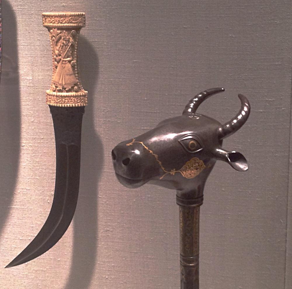 19th century Iranian mace and dagger