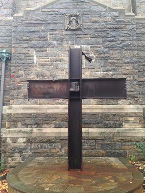 A cross made from debris of the Twin Towers at the Church of the Good Shepard in Inwood, Manhattan