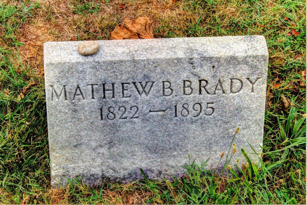 Brady's grave at the Congressional Cemetery in Washington DC.  The year of his death is incorrect.