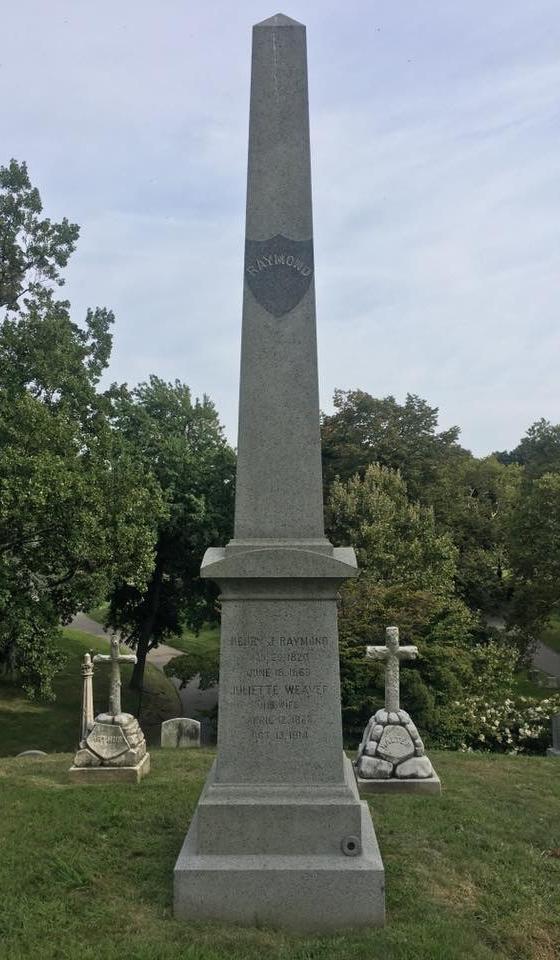 Raymond's grave at Green-Wood Cemetery in Brooklyn